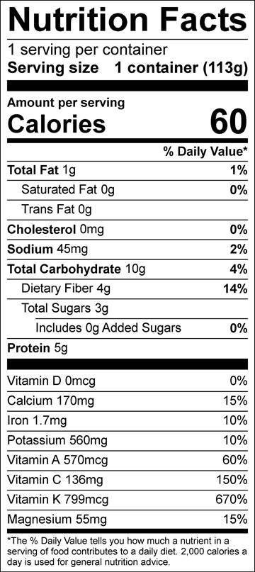 Green Life Farms Kale Nutritional Information