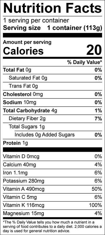 Green Life Farms Baby Romaine Nutritional Information